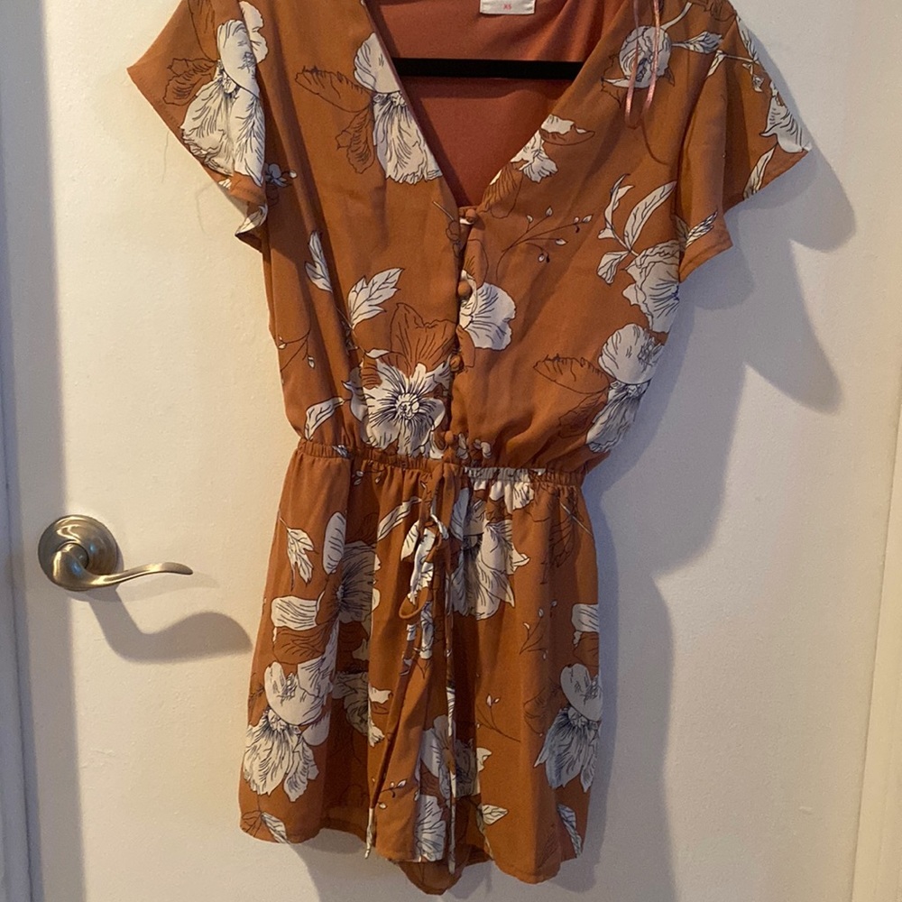 Tie waist nude romper